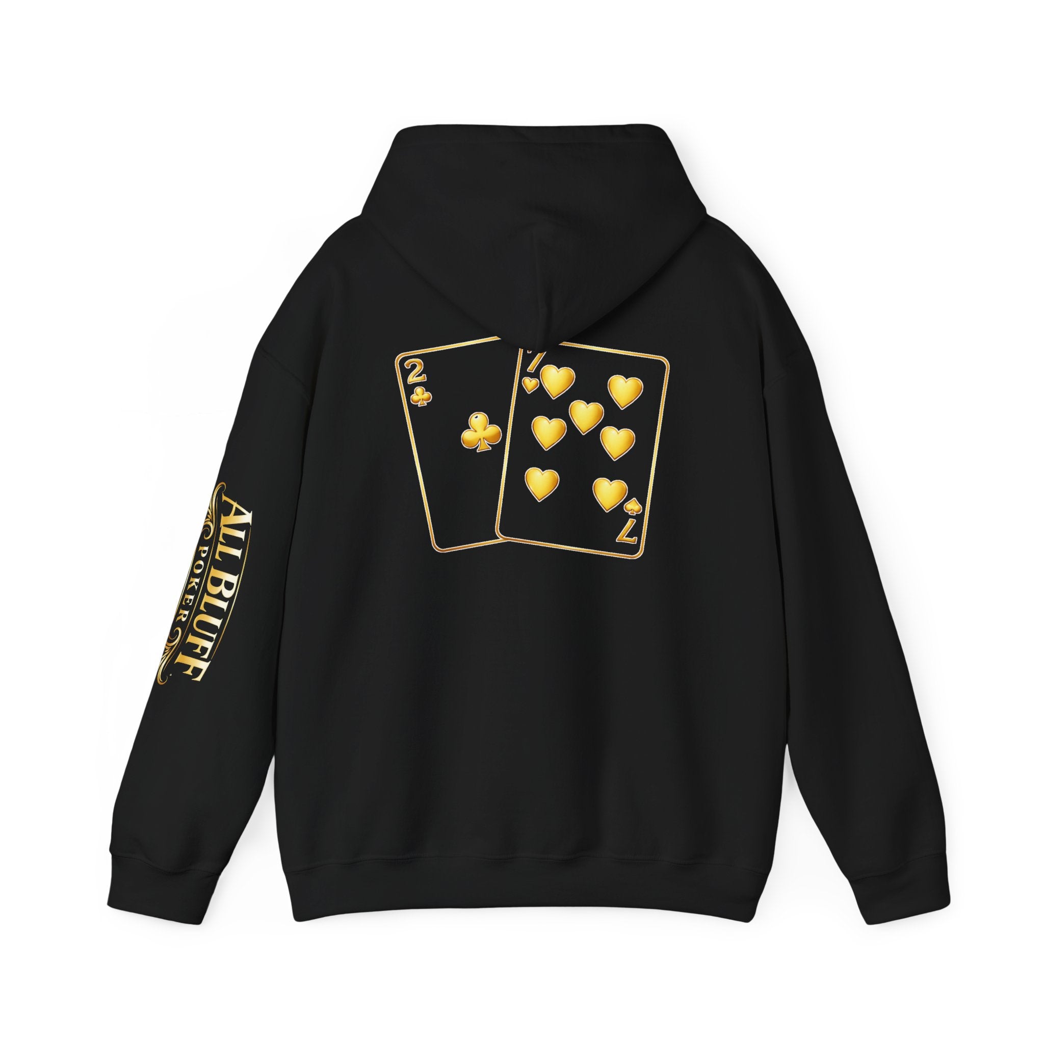7-2 Style Pullover Hoodie in Black – Back Flat Lay | All Bluff Poker