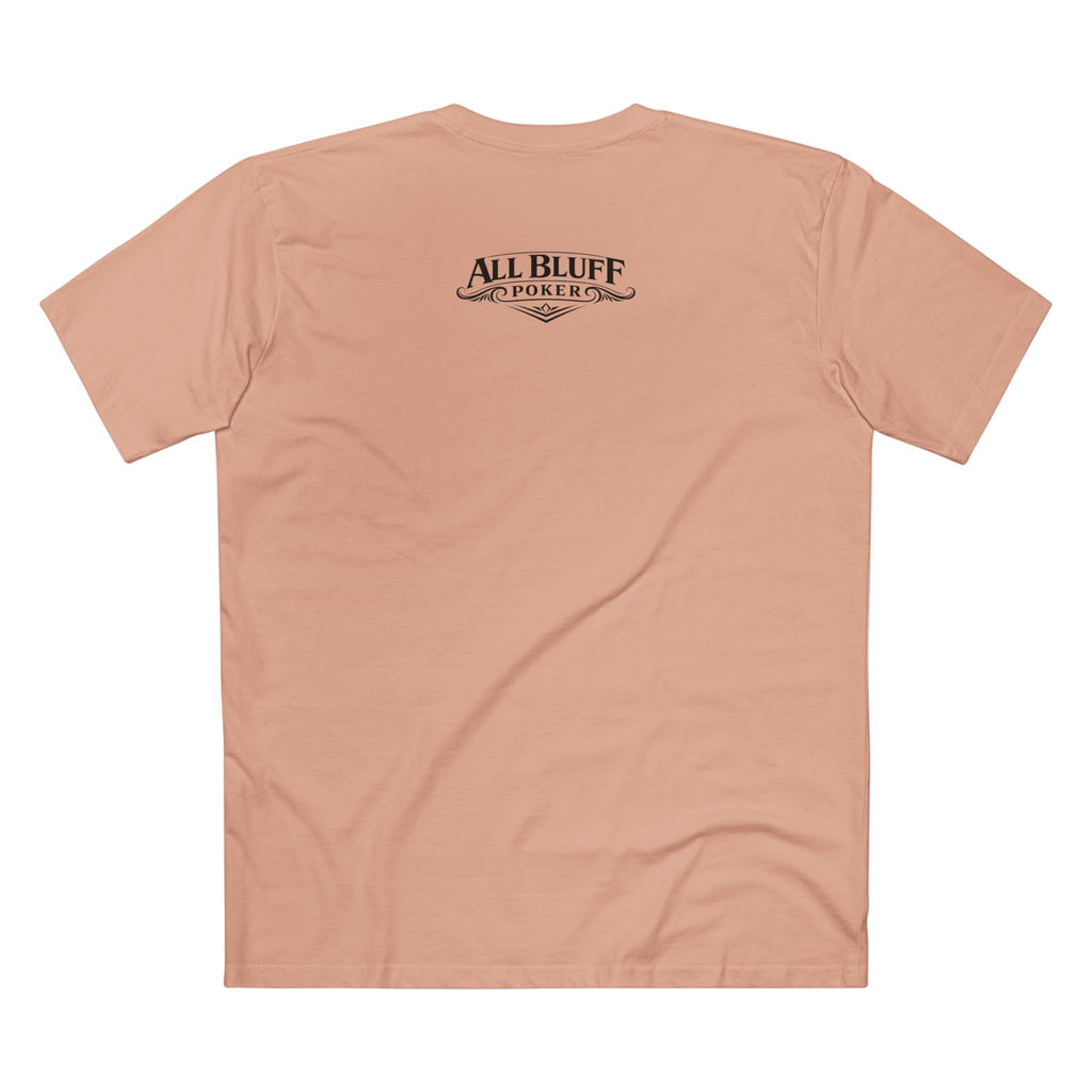All Bluff No Fear T-Shirt in Pale Pink – Back Flat Lay | All Bluff Poker