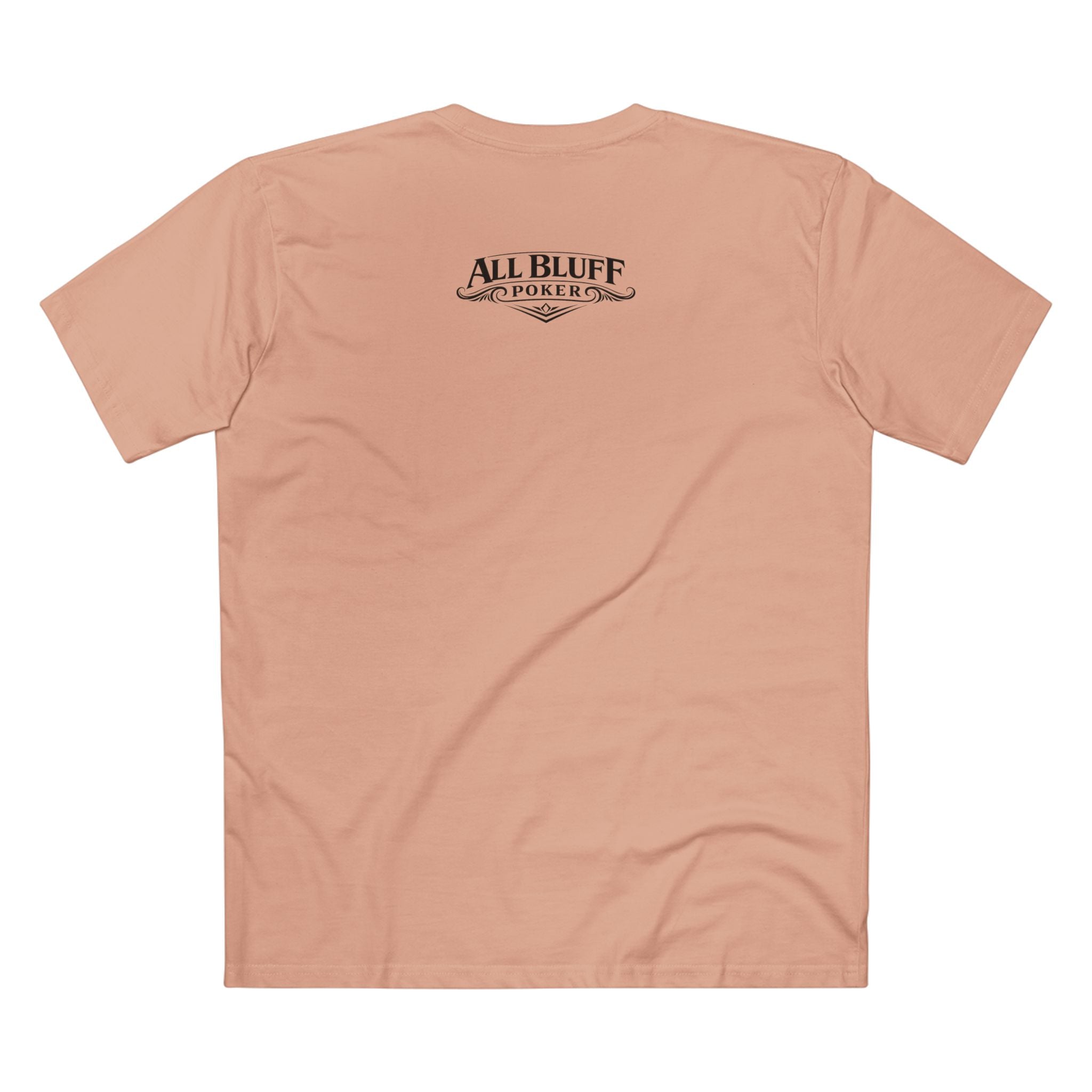 All Bluff No Fear T-Shirt in Pale Pink – Back Flat Lay | All Bluff Poker