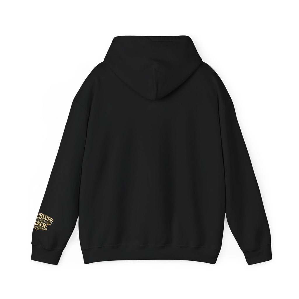 Professional Bluffer Pullover Hoodie in Black – Back Flat Lay | All Bluff Poker