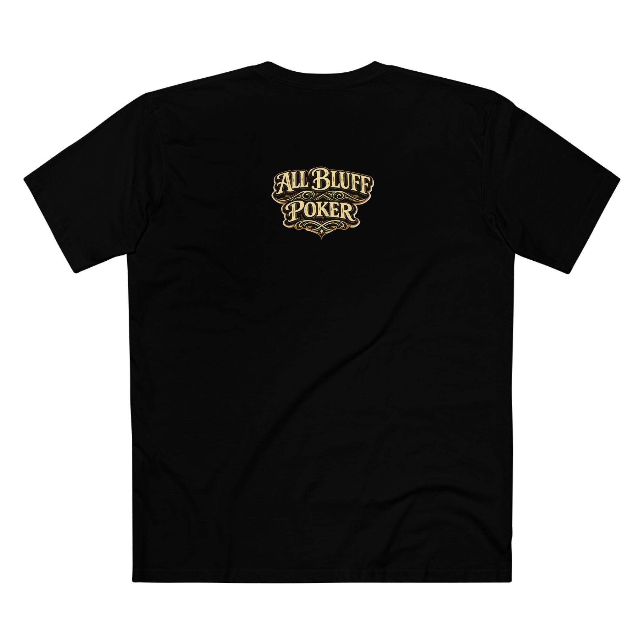 House of Bluff T-Shirt in Black – Back Flat Lay | All Bluff Poker