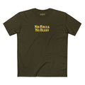 No Balls No Bluff T-Shirt in Army – Front Flat Lay | All Bluff Poker