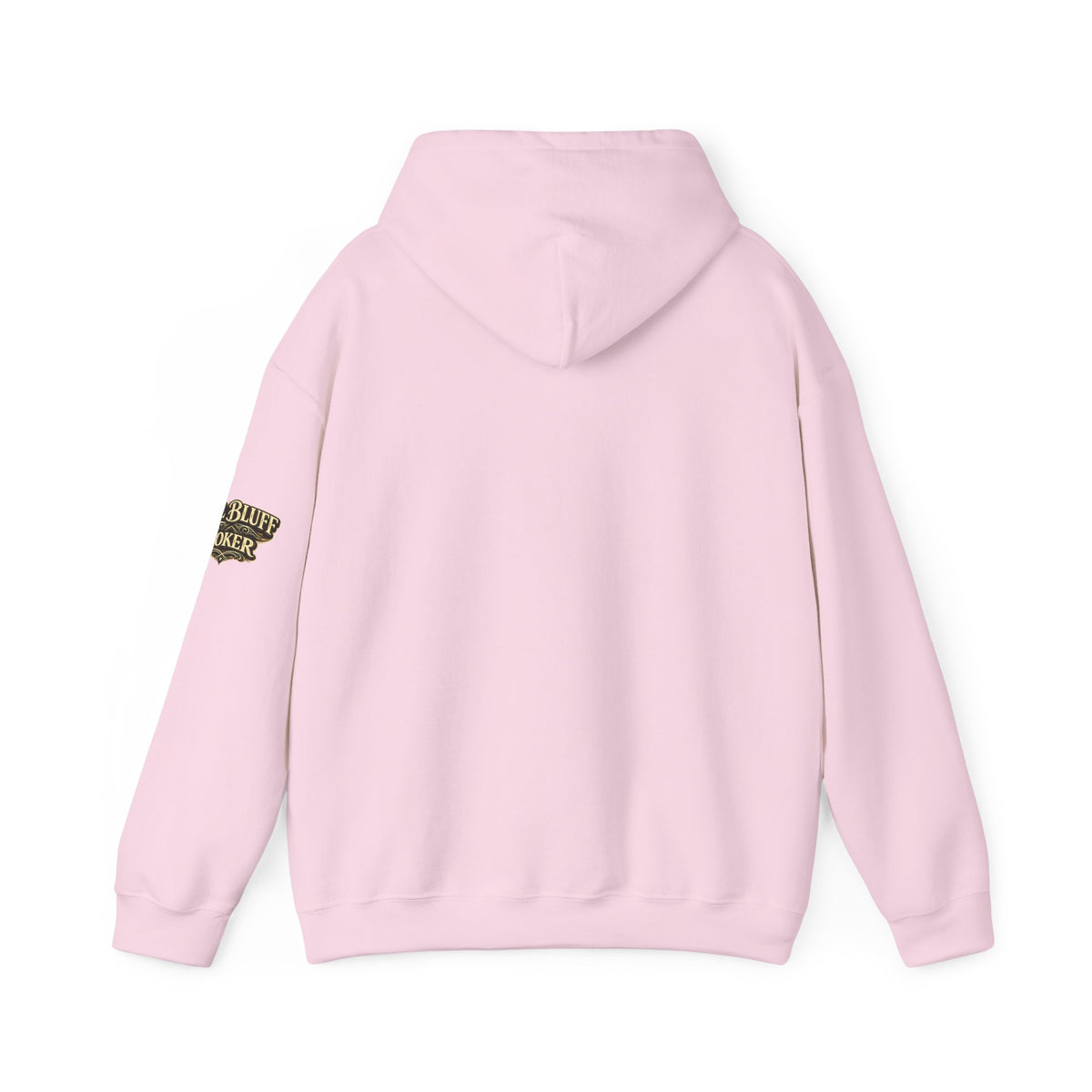 All Bluff Poker Pullover Hoodie in Light Pink – Back Flat Lay | All Bluff Poker