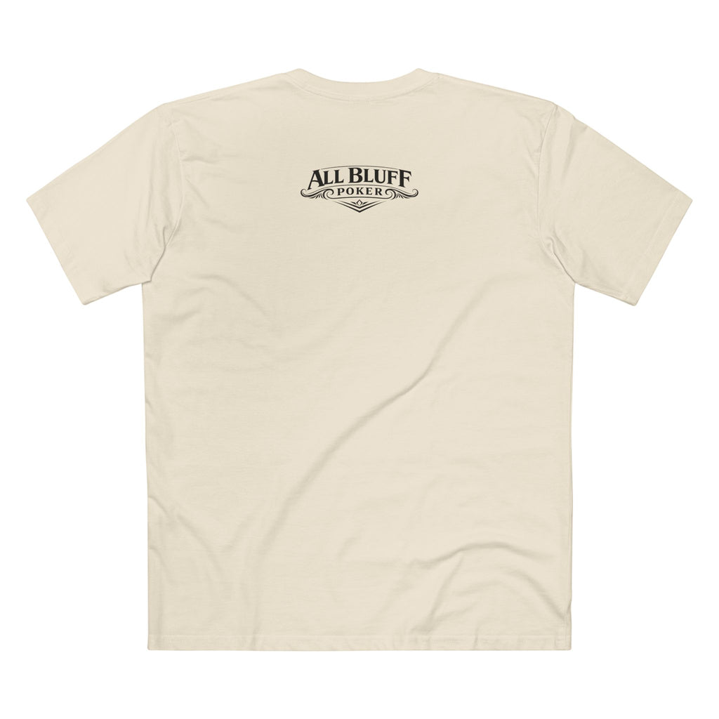 All Bluff No Fear T-Shirt in Natural – Back Flat Lay | All Bluff Poker