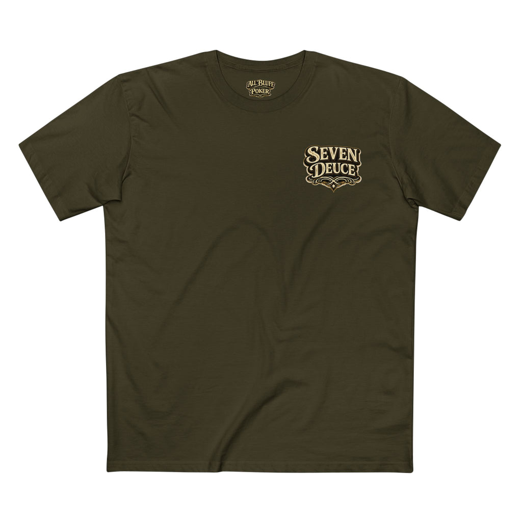 7-2 Style T-Shirt in Army – Front Flat Lay | All Bluff Poker