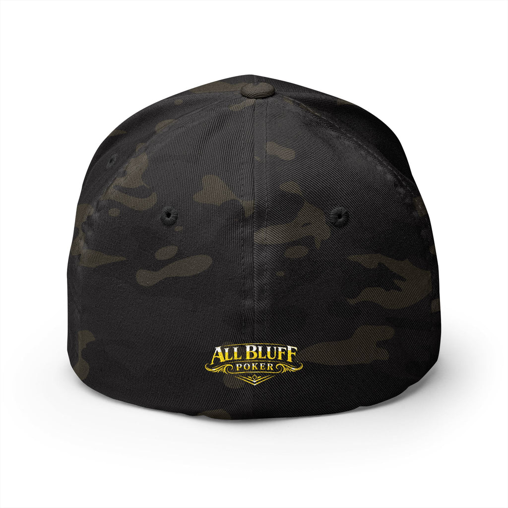 All Bluff Poker Fitted Cap in Multicam Black – Back View | All Bluff Poker