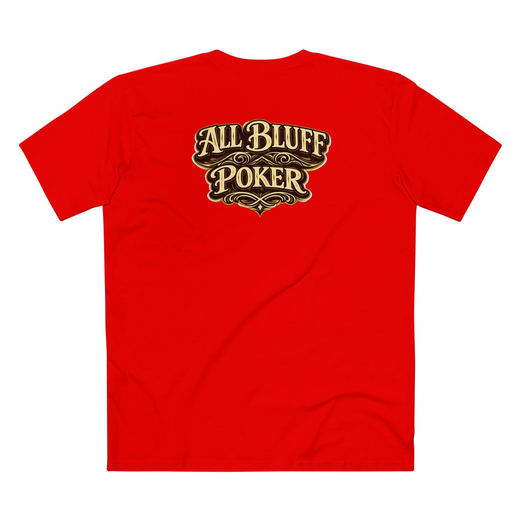 7-2 Style T-Shirt in Red – Back Flat Lay | All Bluff Poker