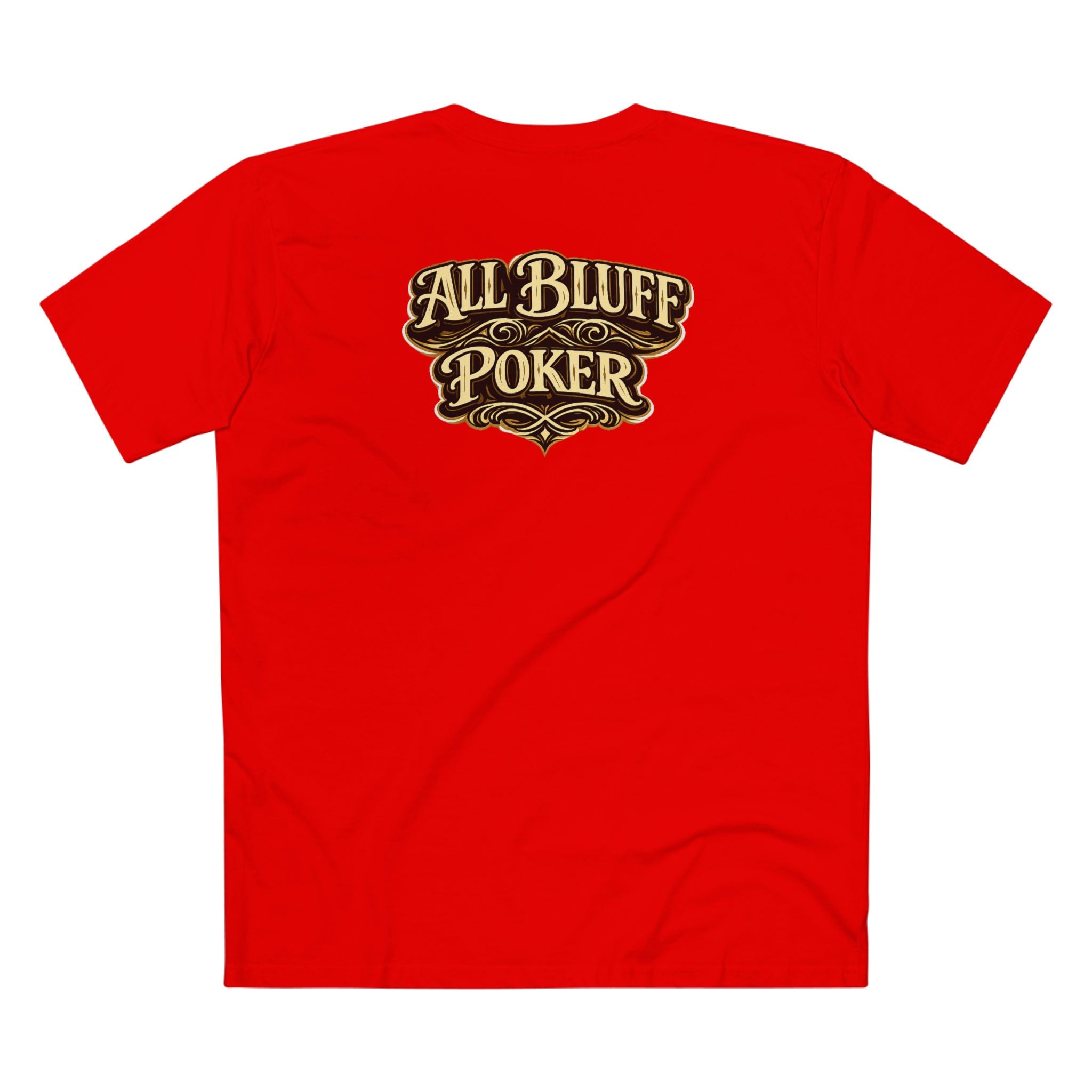 7-2 Style T-Shirt in Red – Back Flat Lay | All Bluff Poker