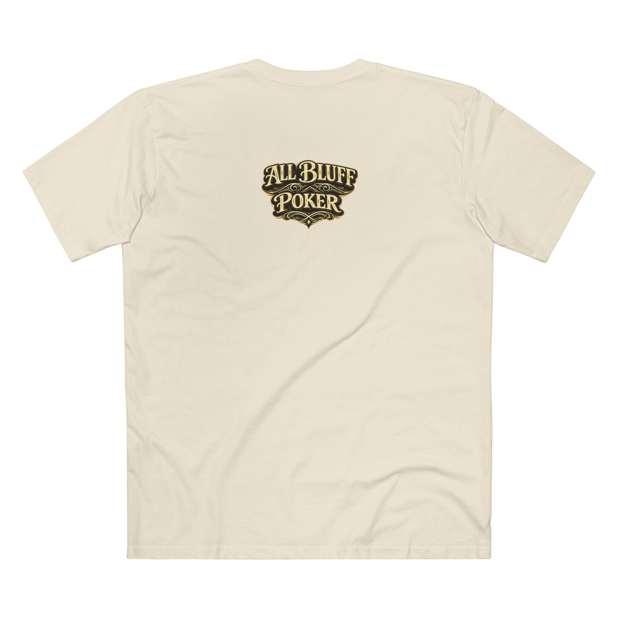 House of Bluff T-Shirt in Natural – Back Flat Lay | All Bluff Poker