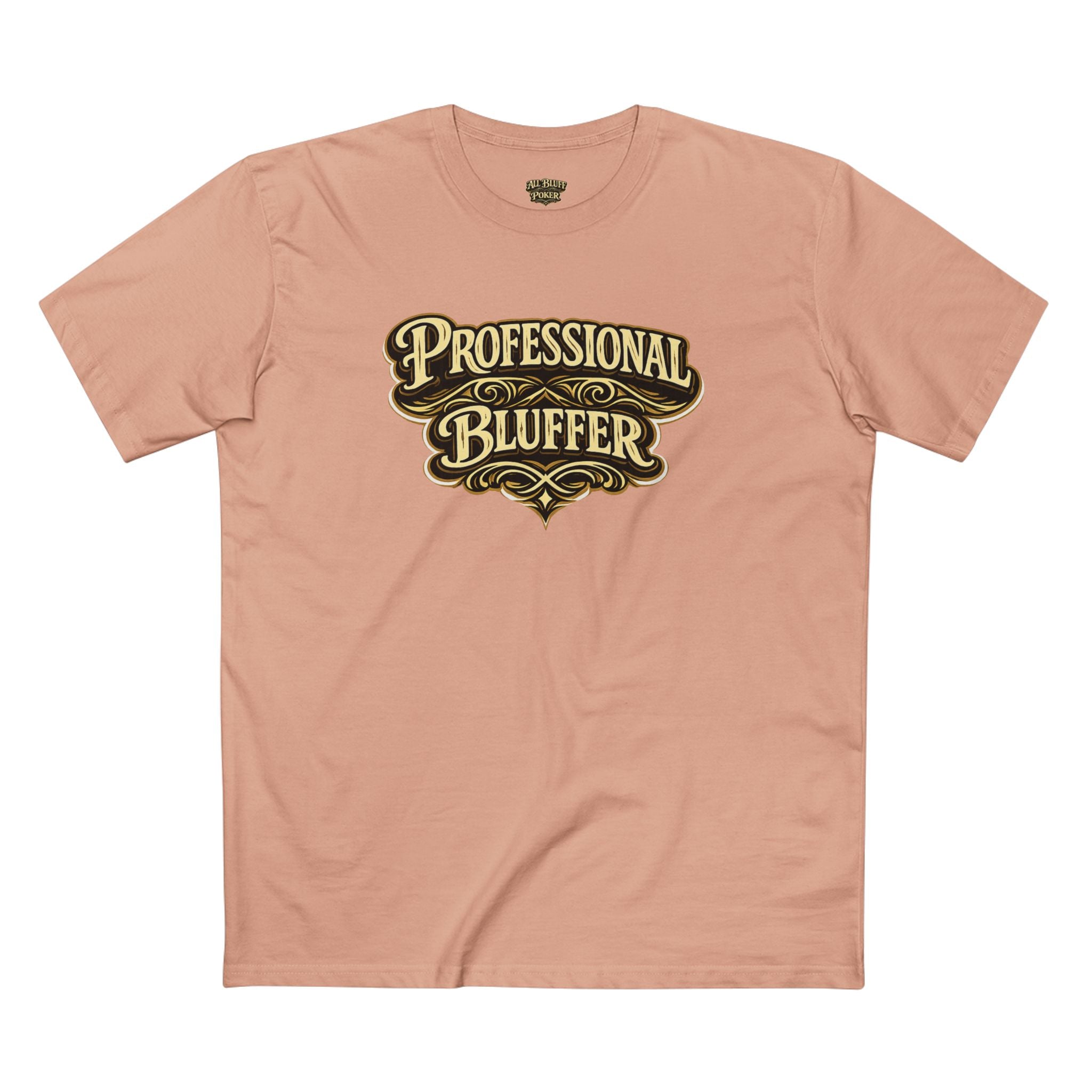Professional Bluffer T-Shirt in Pale Pink – Front Flat Lay | All Bluff Poker
