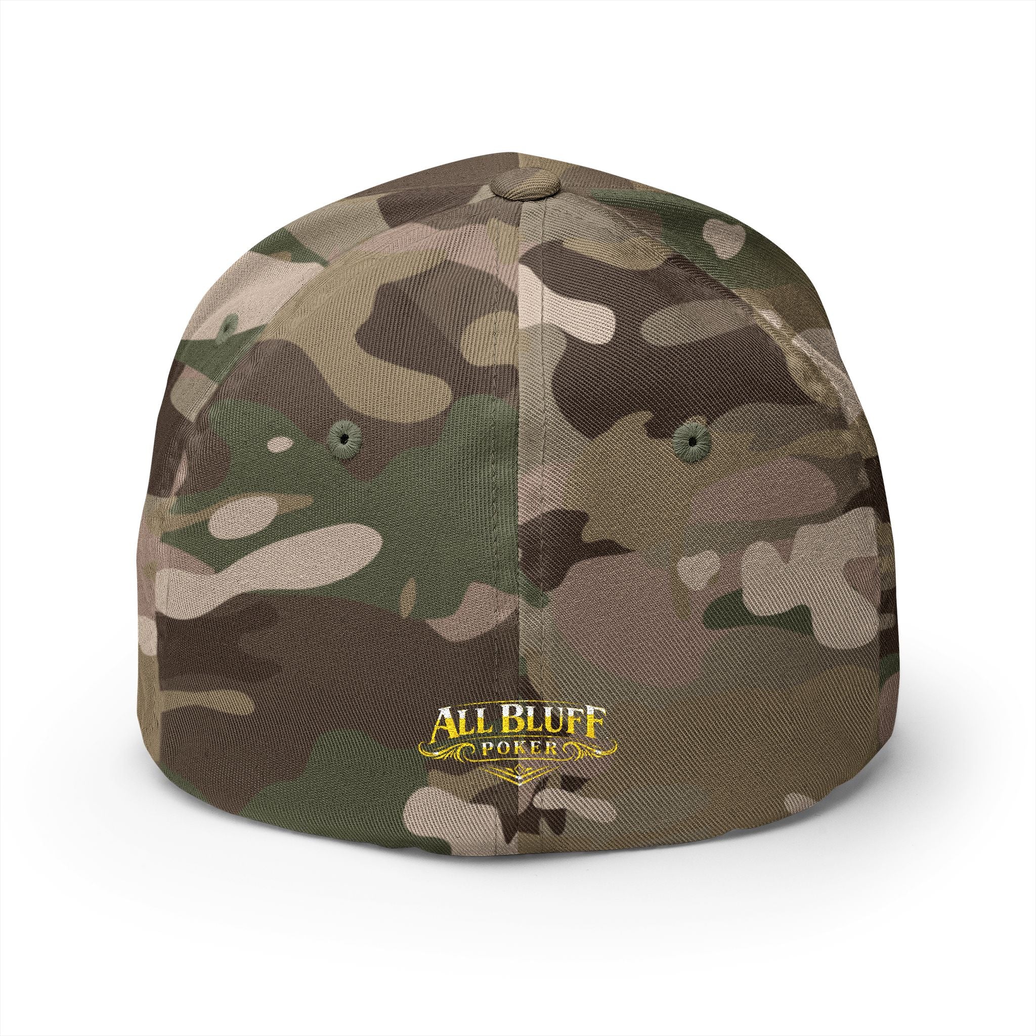 All Bluff Poker Fitted Cap in Multicam Green – Back View | All Bluff Poker