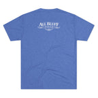 I'm a Bluffer Not a Fighter T-Shirt in Tri-Blend Vintage Royal – Back Flat Lay | All Bluff Poker