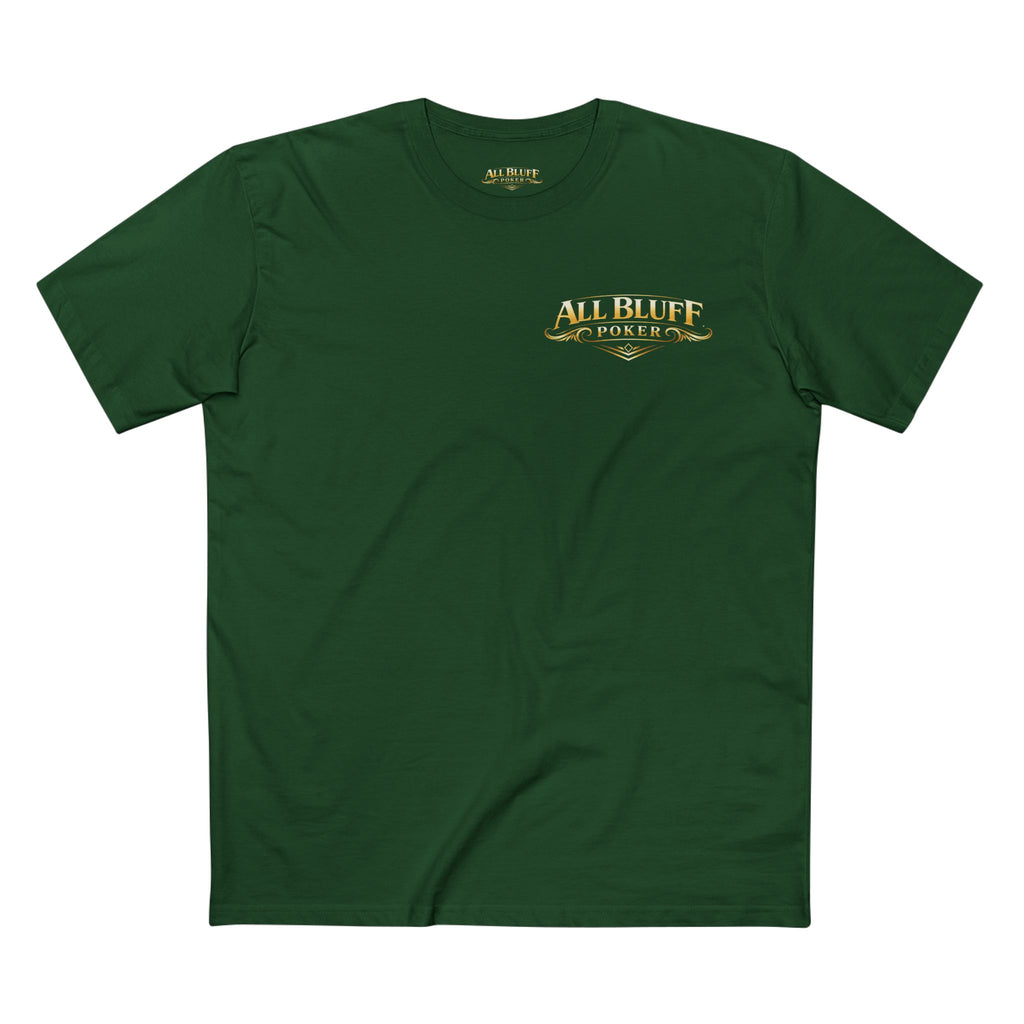 7-2 Style T-Shirt in Forest Green – Front Flat Lay | All Bluff Poker