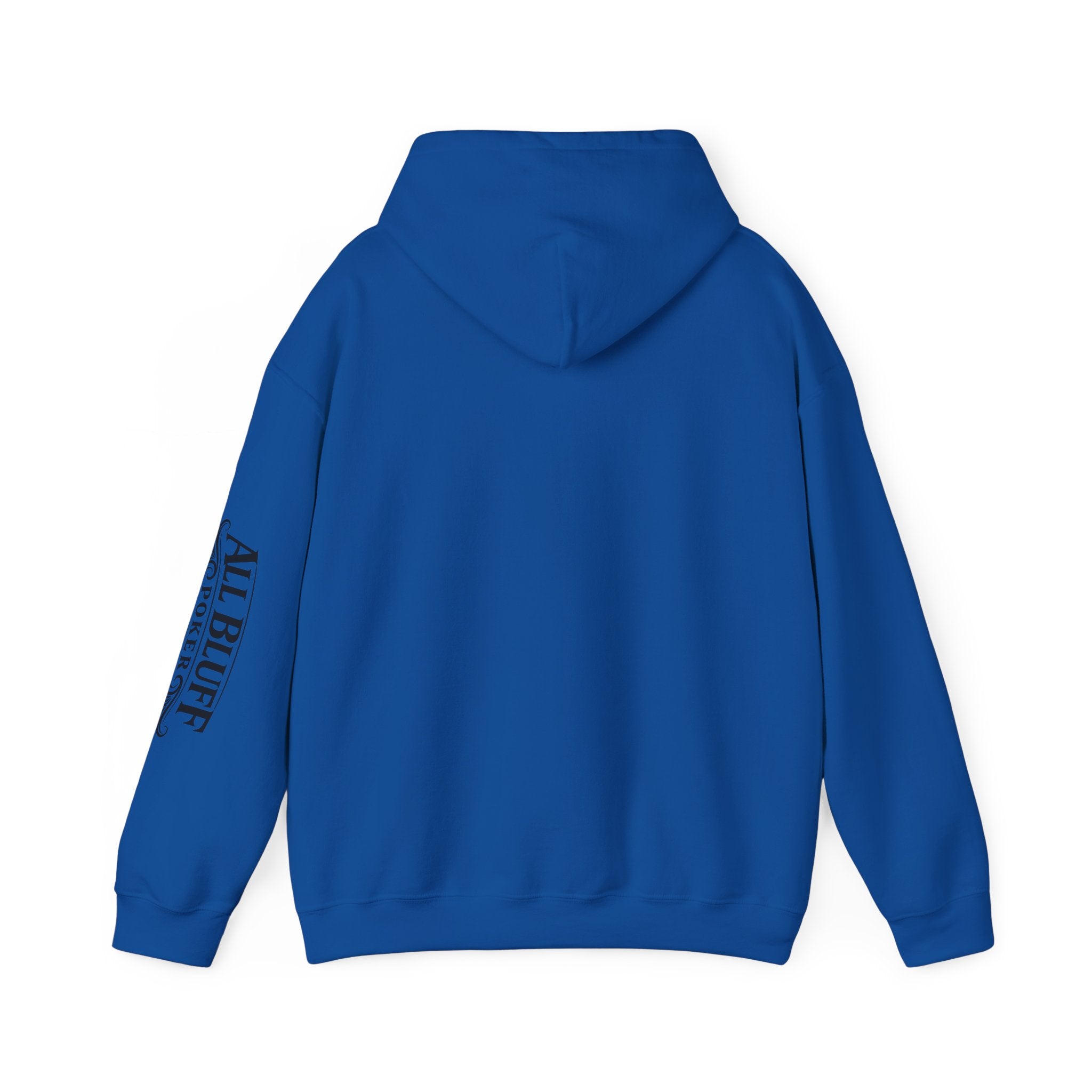 Professional Bluffer Pullover Hoodie in Royal – Back Flat Lay | All Bluff Poker