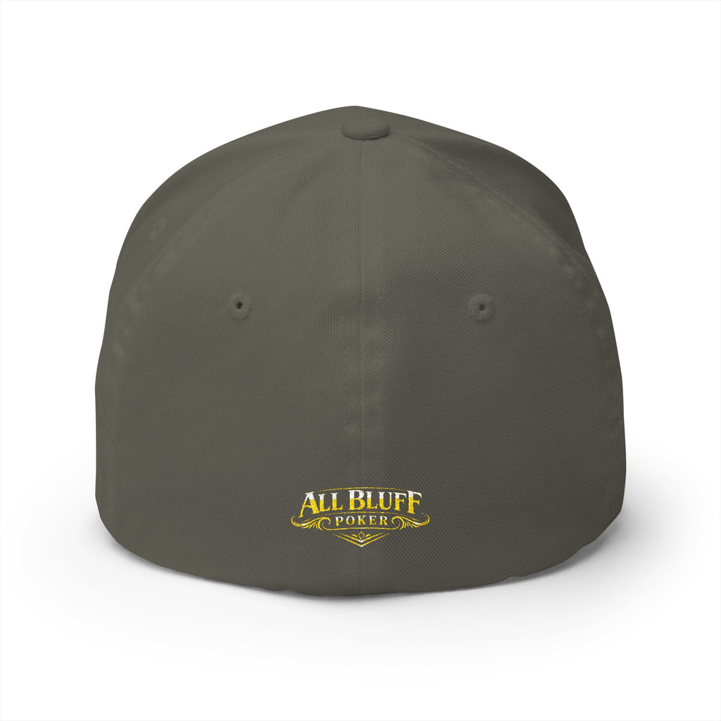 All Bluff Poker Fitted Cap in Olive – Back View | All Bluff Poker