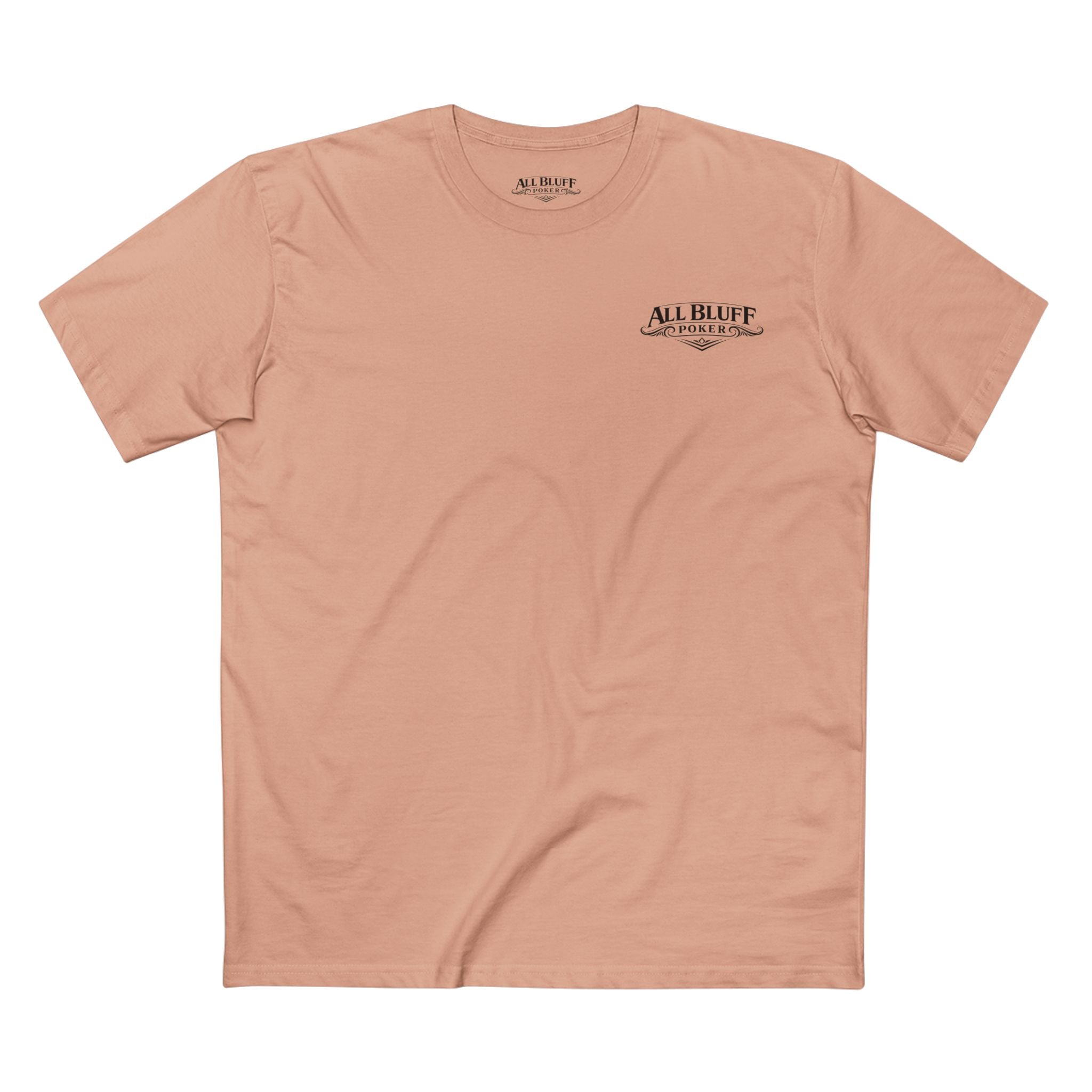 No Balls No Bluff T-Shirt in Pale Pink – Front Flat Lay | All Bluff Poker