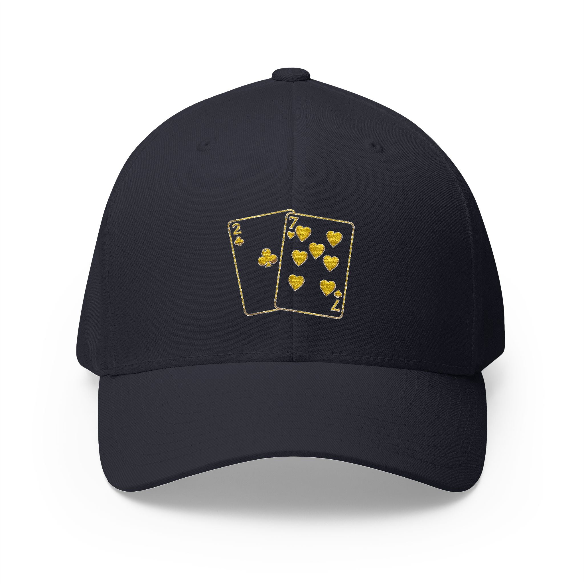 All Bluff Poker Fitted Cap in Dark Navy – Front View | All Bluff Poker
