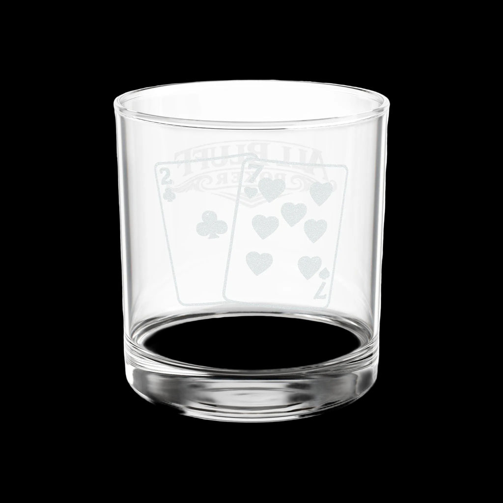 7-2 offsuit etched lowball whiskey glass — poker gift for the bold bluffer