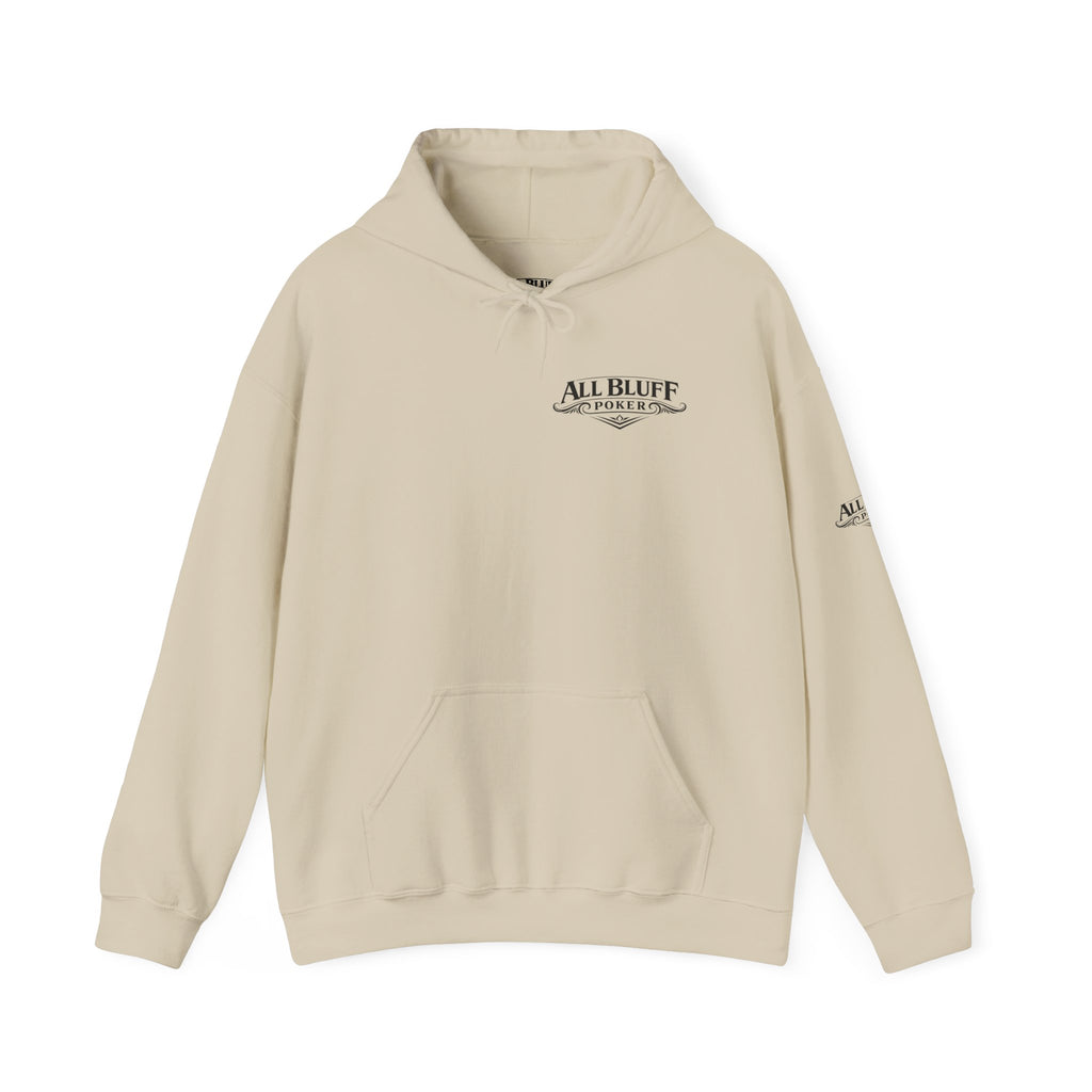 I'm a Bluffer Not a Fighter Pullover Hoodie in Bone – Front Flat Lay | All Bluff Poker