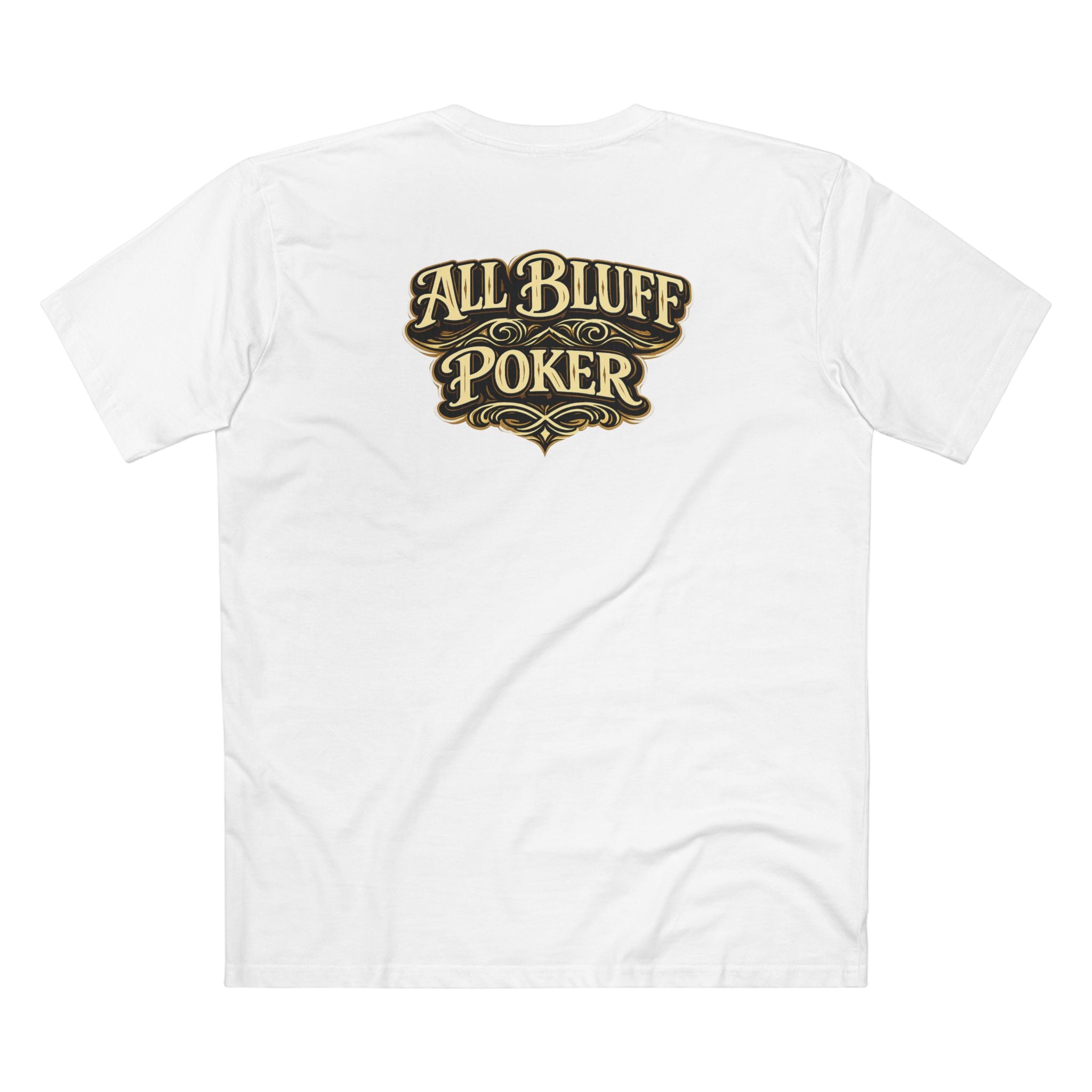7-2 Style T-Shirt in White – Back Flat Lay | All Bluff Poker