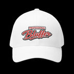 Professional Bluffer Fitted Cap in White – Front View | All Bluff Poker