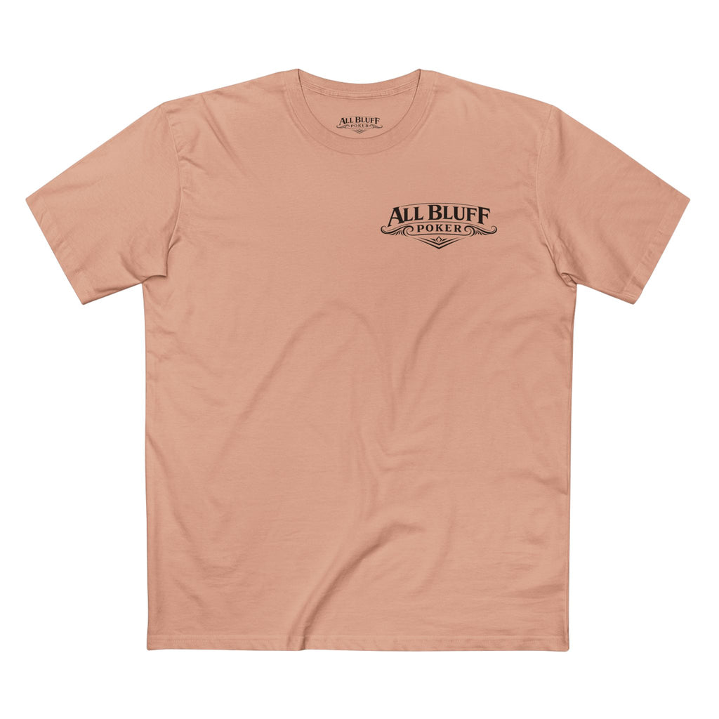 Professional Bluffer T-Shirt in Pale Pink – Front Flat Lay | All Bluff Poker