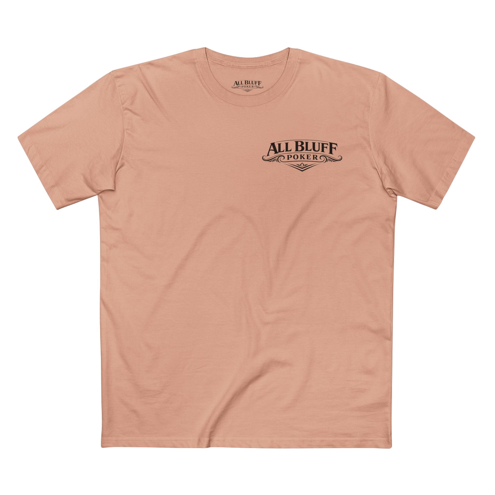 Professional Bluffer T-Shirt in Pale Pink – Front Flat Lay | All Bluff Poker