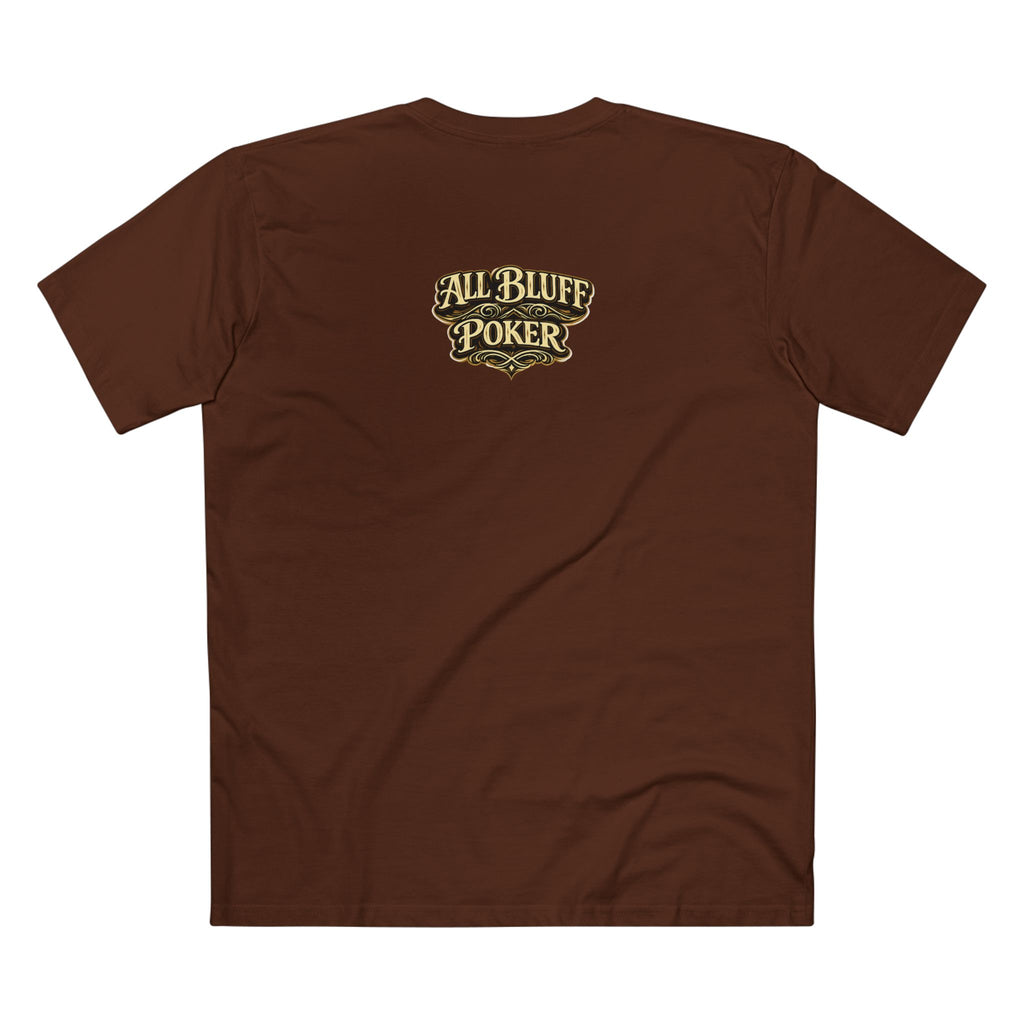 No Balls No Bluff T-Shirt in Dark Chocolate – Back Flat Lay | All Bluff Poker