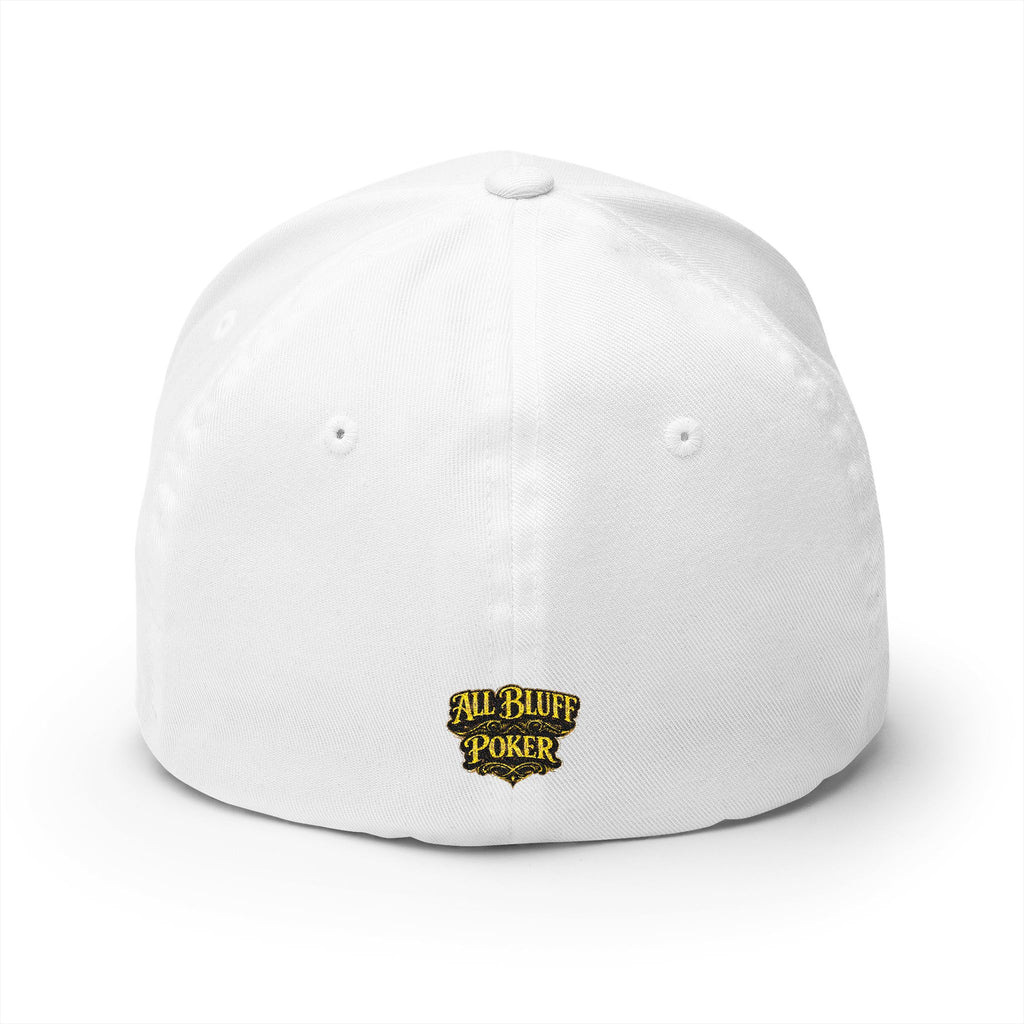 7-2 Style Fitted Cap in White – Back View | All Bluff Poker