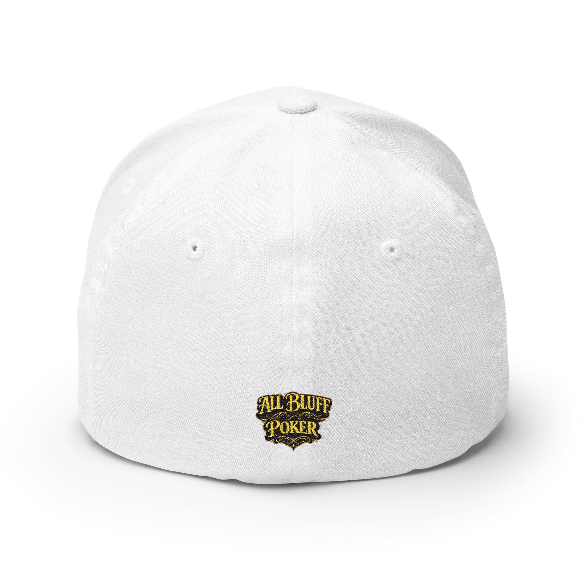 7-2 Style Fitted Cap in White – Back View | All Bluff Poker