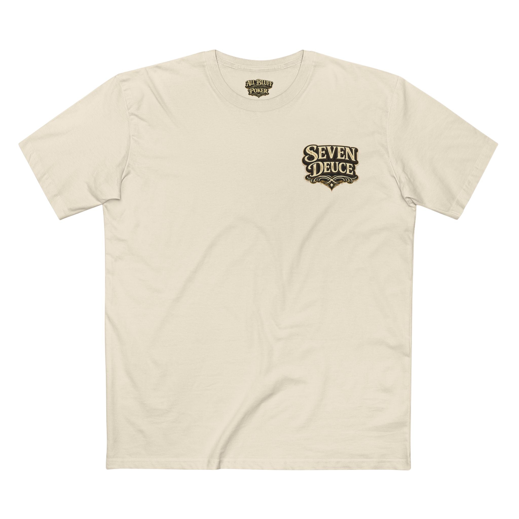 7-2 Style T-Shirt in Natural – Front Flat Lay | All Bluff Poker