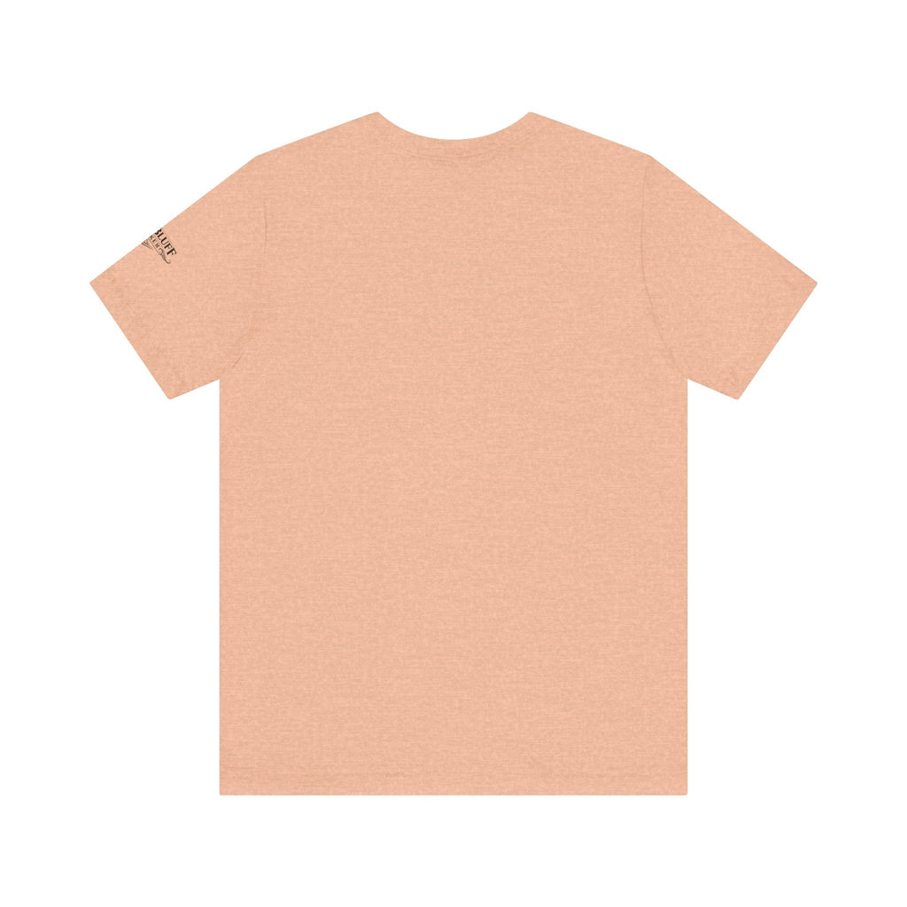 I'm a Bluffer Not a Fighter T-Shirt in Heather Peach – Back Flat Lay | All Bluff Poker