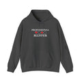 Professional Bluffer Pullover Hoodie in Dark Heather – Front Flat Lay with Left Sleeve Graphic | All Bluff Poker