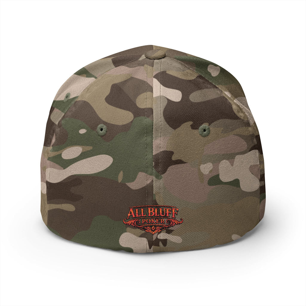 Professional Bluffer Fitted Cap in Multicam Green – Back View | All Bluff Poker