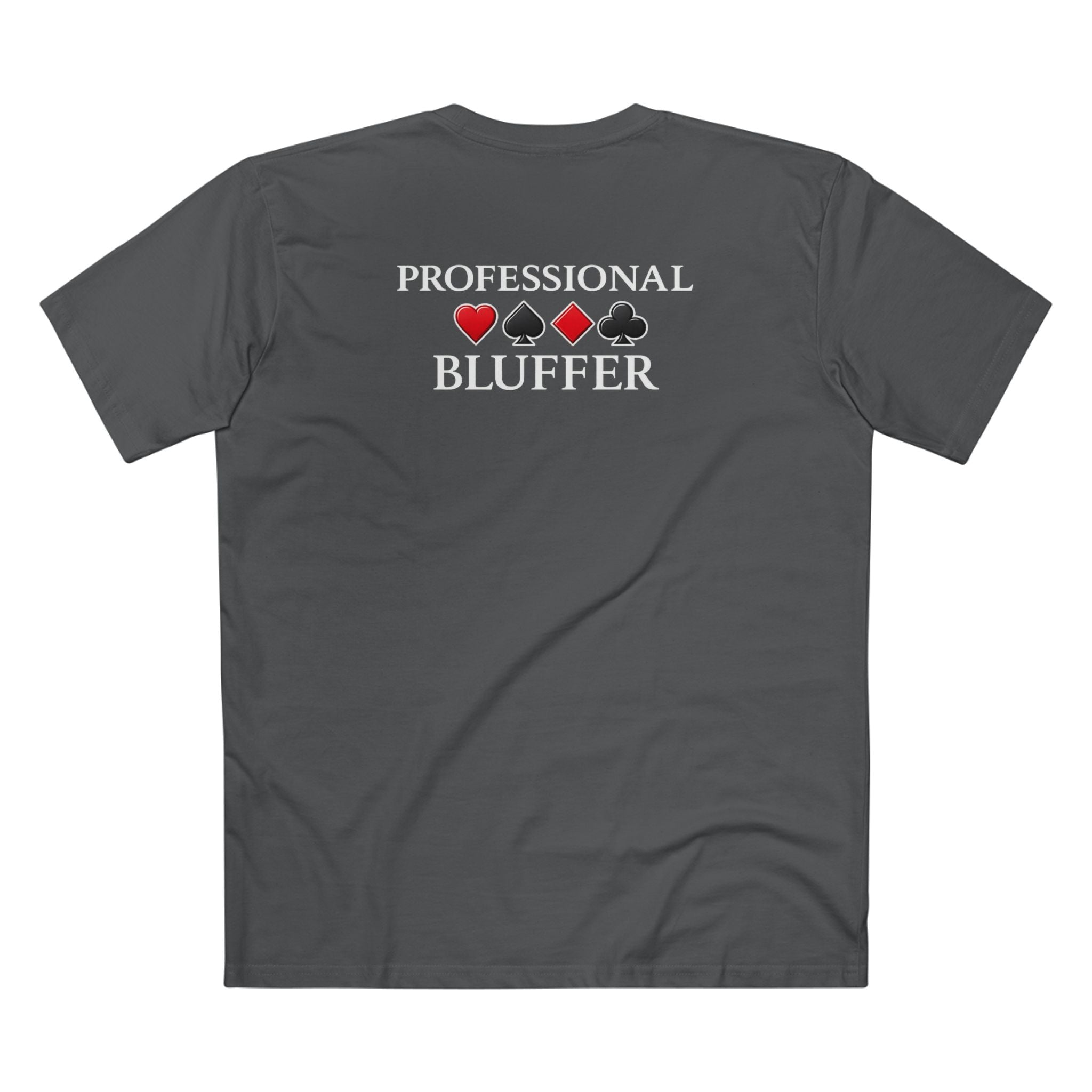 Professional Bluffer T-Shirt in Charcoal – Back Flat Lay | All Bluff Poker