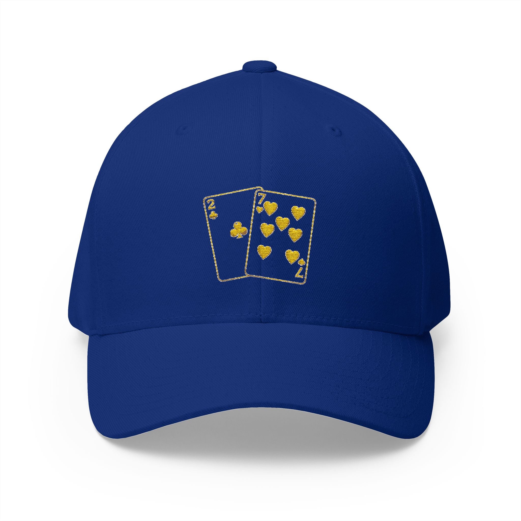 All Bluff Poker Fitted Cap in Royal Blue – Front View | All Bluff Poker