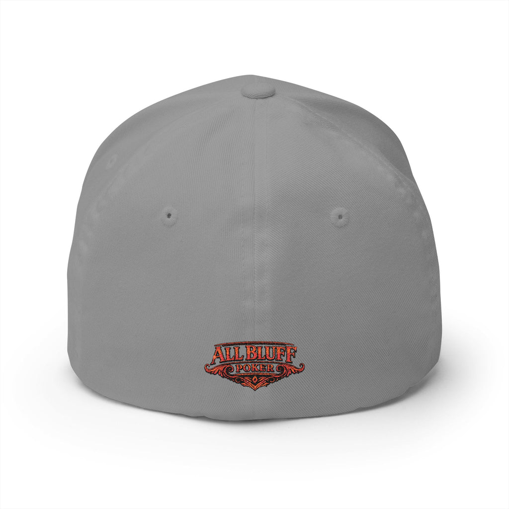 Professional Bluffer Fitted Cap in Grey – Back View | All Bluff Poker