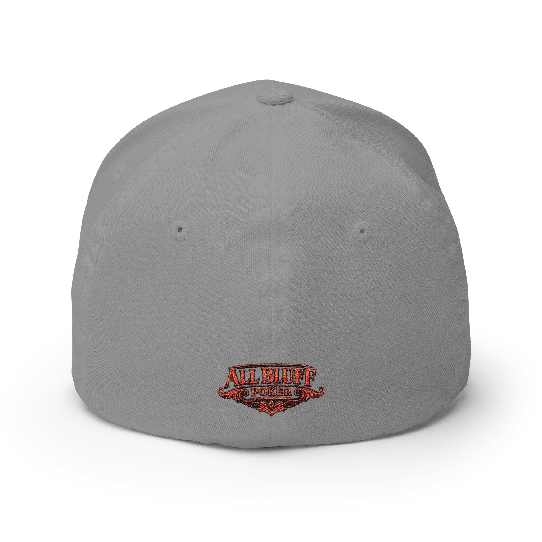 Professional Bluffer Fitted Cap in Grey – Back View | All Bluff Poker