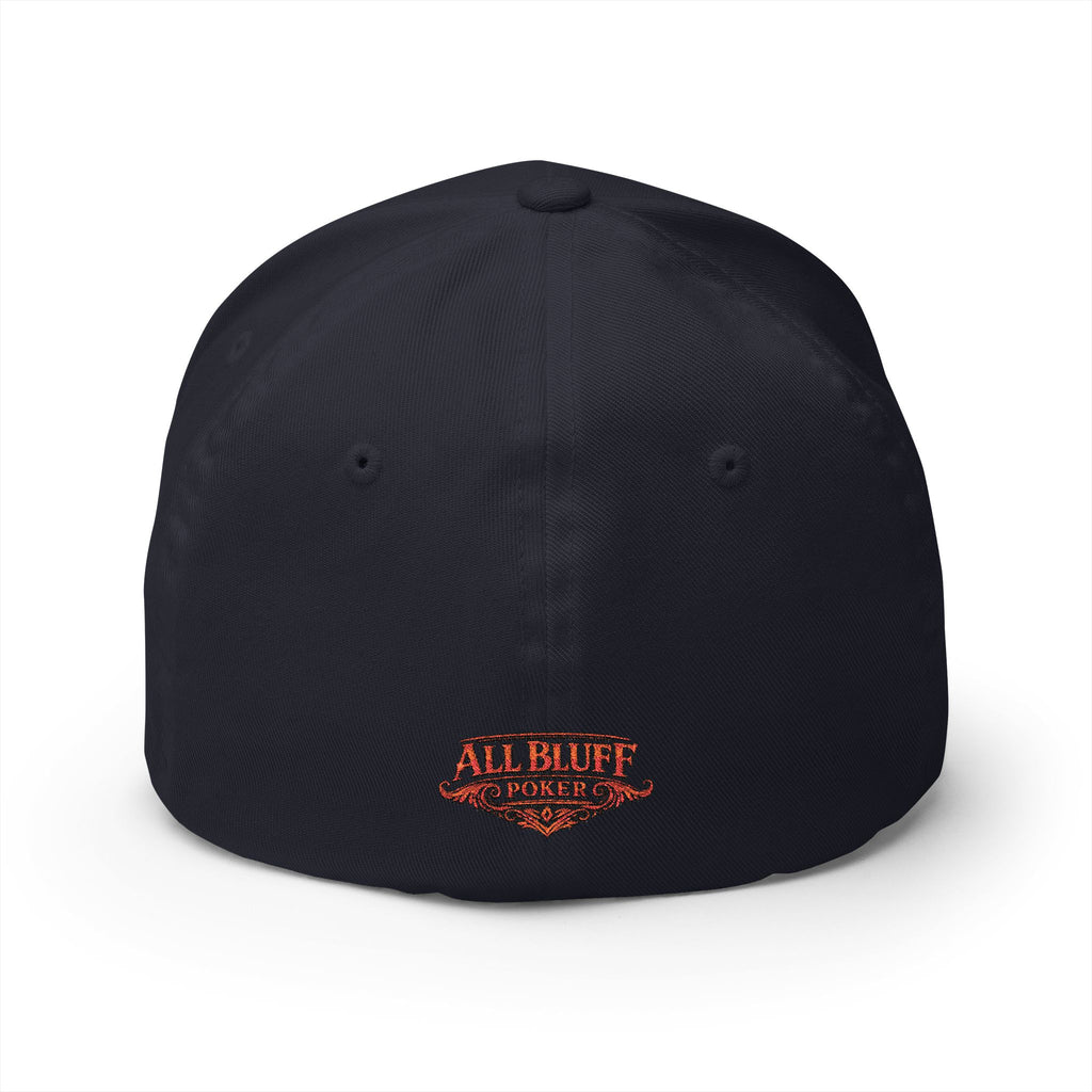 Professional Bluffer Fitted Cap in Dark Navy – Back View | All Bluff Poker