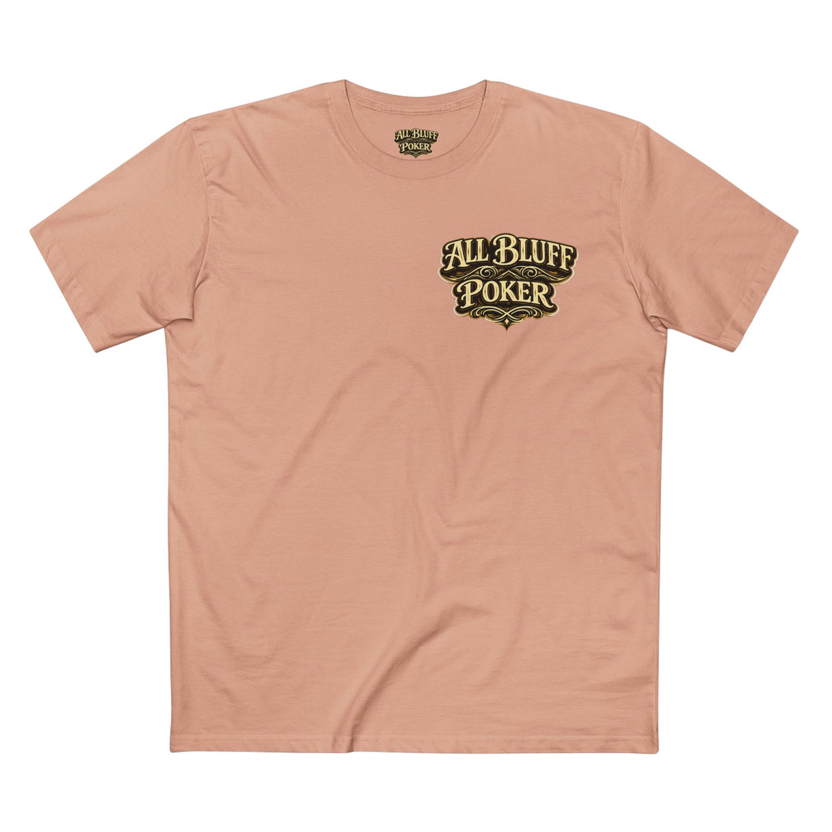 All Bluff Poker T-Shirt in Pale Pink – Front Flat Lay | All Bluff Poker