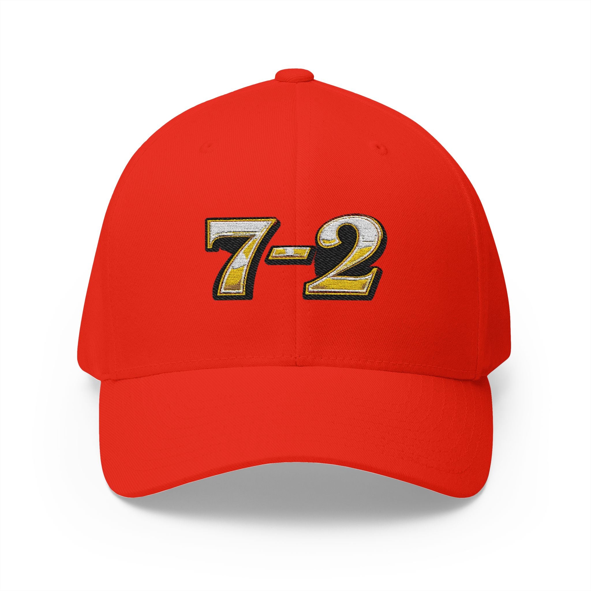 7-2 Style Fitted Cap in Red – Front View | All Bluff Poker