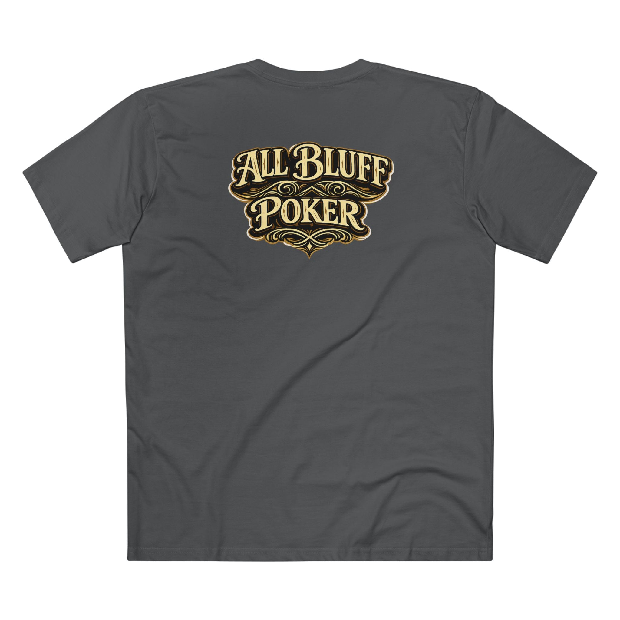 7-2 Style T-Shirt in Charcoal – Back Flat Lay | All Bluff Poker