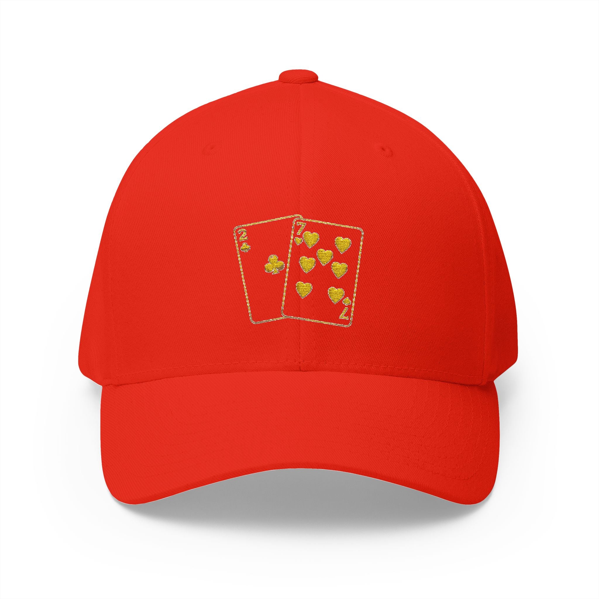 All Bluff Poker Fitted Cap in Red – Front View | All Bluff Poker