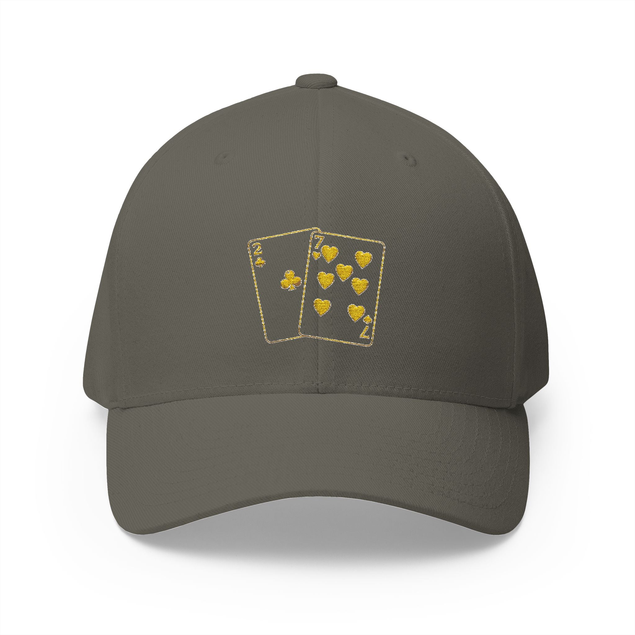 All Bluff Poker Fitted Cap in Olive – Front View | All Bluff Poker