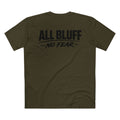 All Bluff No Fear T-Shirt in Army – Back Flat Lay | All Bluff Poker