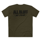 All Bluff No Fear T-Shirt in Army – Back Flat Lay | All Bluff Poker