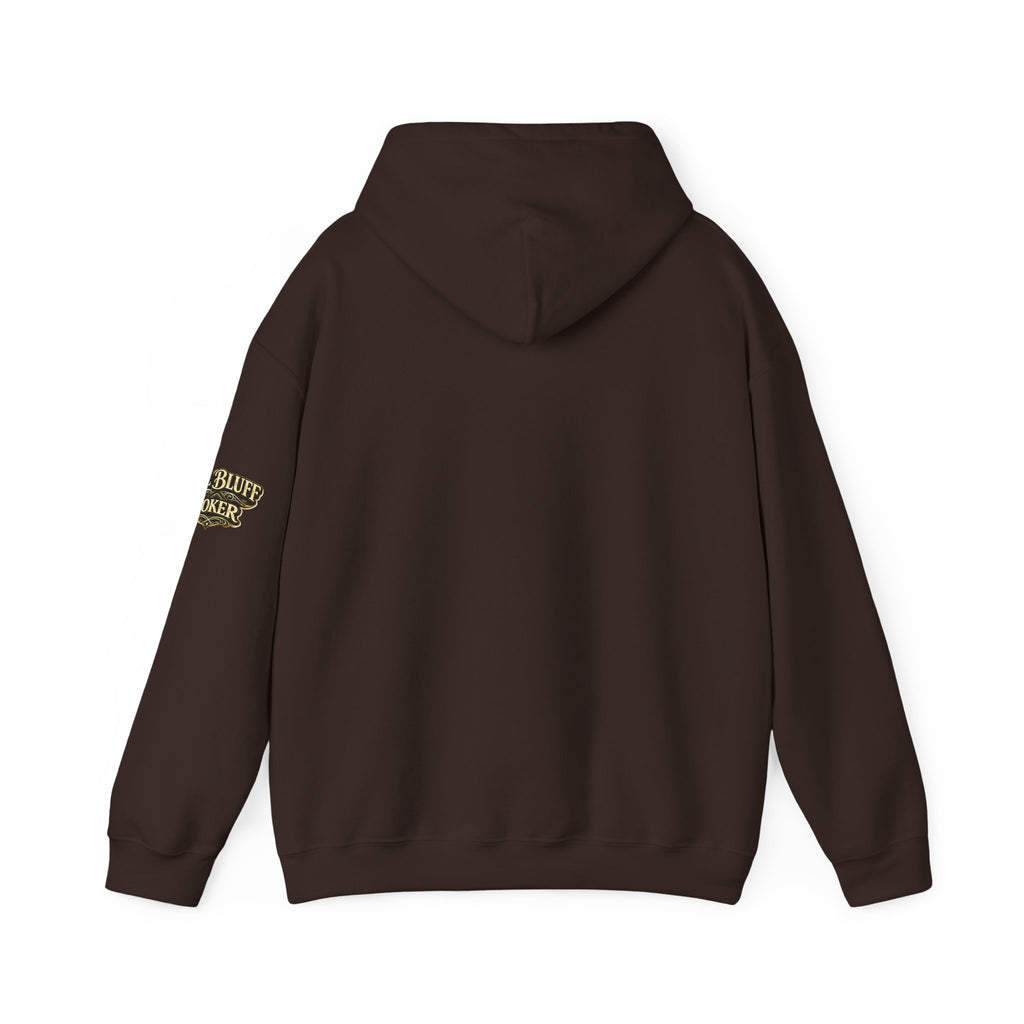 All Bluff Poker Pullover Hoodie in Dark Chocolate – Back Flat Lay | All Bluff Poker