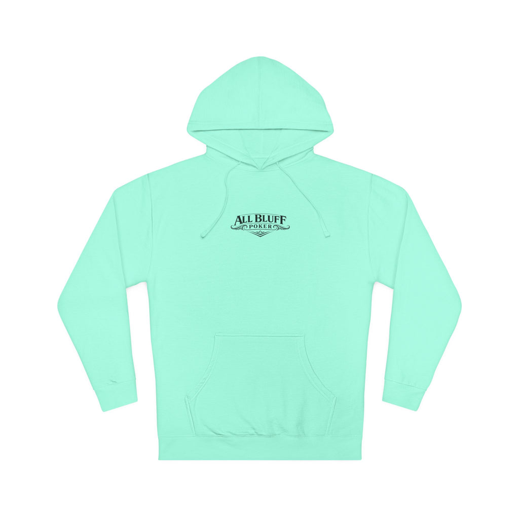 All Bluff No Fear Pullover Hoodie in Mint – Front Flat Lay | All Bluff Poker