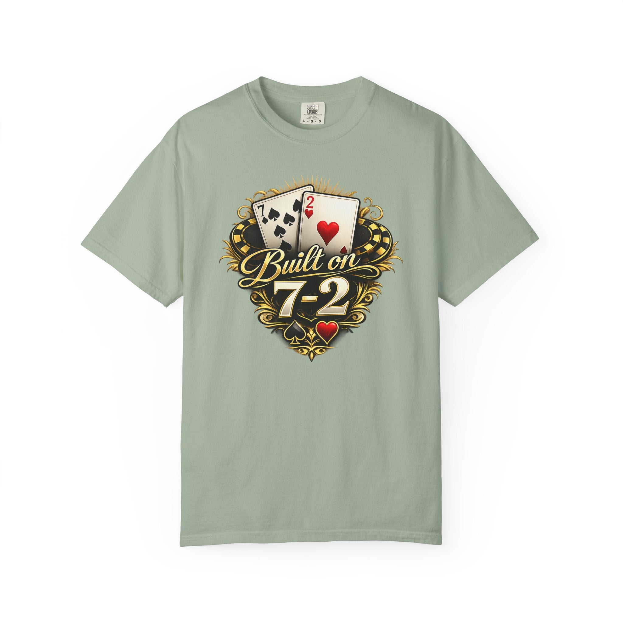 7-2 Style T-Shirt in Bay – Front Flat Lay | All Bluff Poker