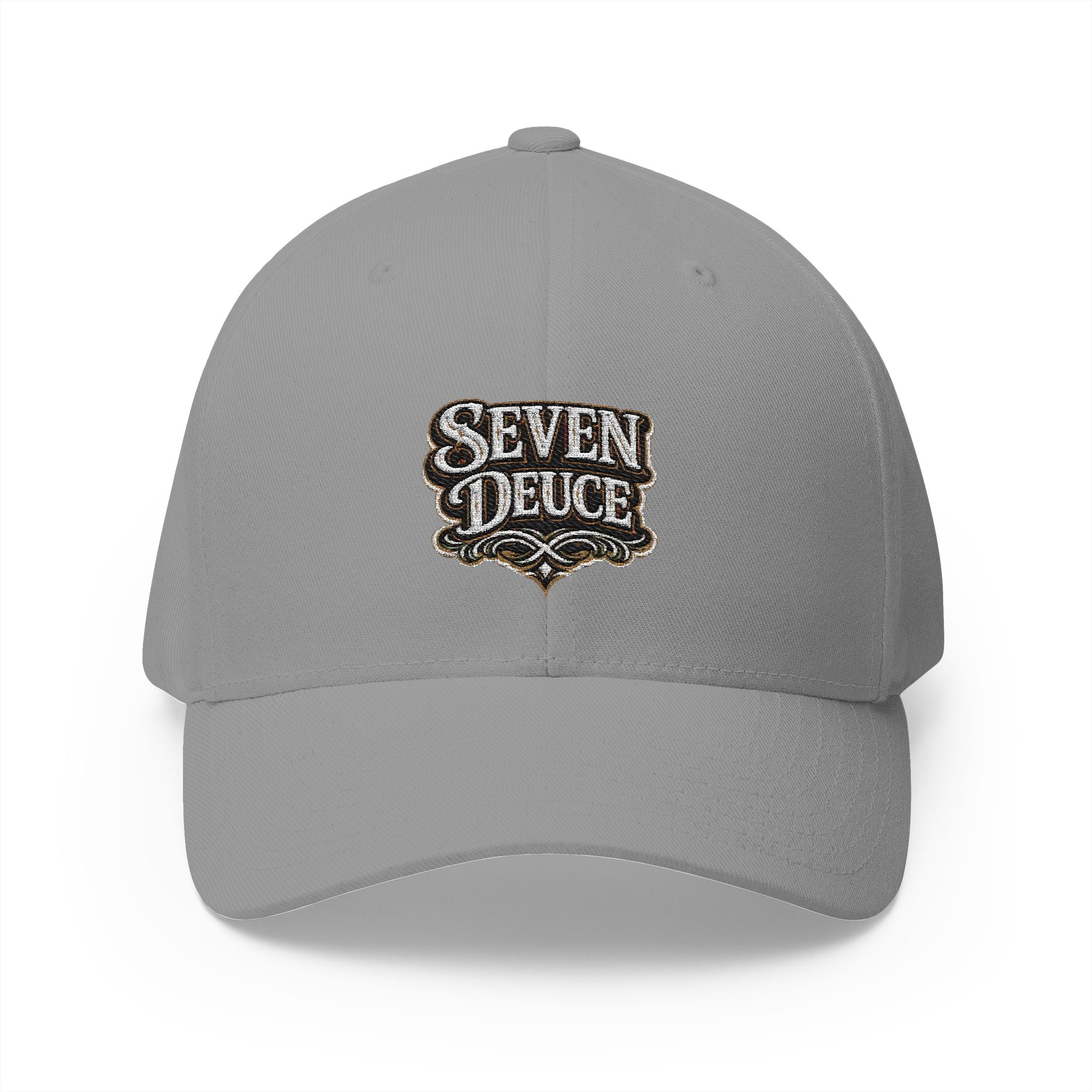 7-2 Style Fitted Cap in Grey – Front View | All Bluff Poker